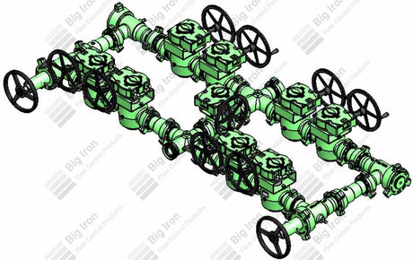 Manifold 3” Fig 1502 9 Plug Valve Dual Stage W/ 2 Adjustable-2 Positive 10000 Psi Nace Service