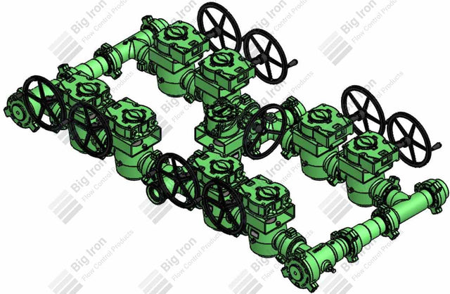 Manifold - 3" Fig 1502 9 Plug Valve Single Stage W/ 2 Positive Chokes With Gearops 10,000Psi Sour Service